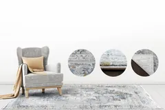 Ruby Transitional Grey/Blue Distressed Medium Pile Rug
