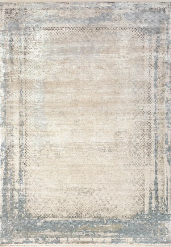 Ruby Modern Ivory/Blue Abstract Medium Pile Rug