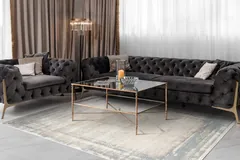 Ruby Modern Ivory/Blue Abstract Medium Pile Rug