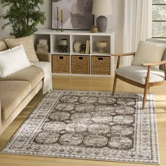 Dekor Moroccan Ivory Brown Machine Woven Rug