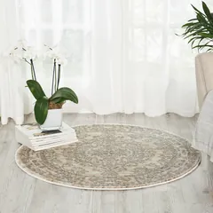 Euphoria Center Medallion Bone Bordered Power-loomed Rug