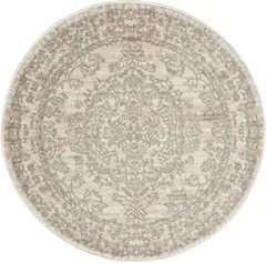 Euphoria Center Medallion Bone Bordered Power-loomed Rug