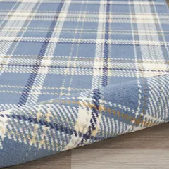 Grafix Plaid Blue Power-loomed Rug
