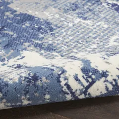 Grafix Abstract Navy Blue Power-loomed Rug