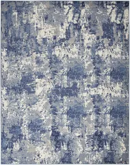 Grafix Abstract Navy Blue Power-loomed Rug