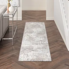 Grafix Geometric Grey Power-loomed Rug