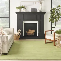 Interweave Solid Green Loom-woven Rug