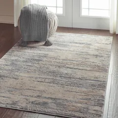 Rustic Textures Abstract Beige Grey Power-loomed Rug