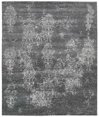Silk Shadows Damask Graphite Knotted Rug