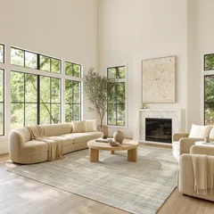 Soft Structure Abstract Sage Machine Woven Rug