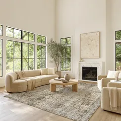 Soft Structure Abstract Mocha Machine Woven Rug