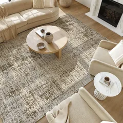 Soft Structure Abstract Mocha Machine Woven Rug
