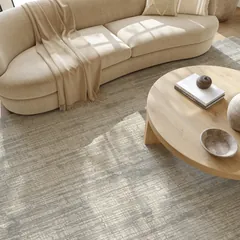 Soft Structure Abstract Grey Machine Woven Rug