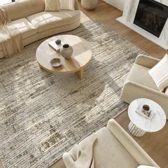 Soft Structure Abstract Mocha Machine Woven Rug
