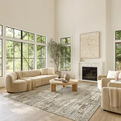 Soft Structure Abstract Mocha Machine Woven Rug