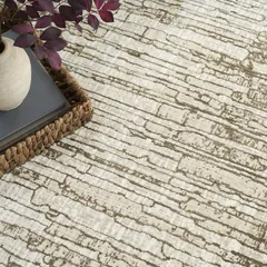 Soft Structure Abstract Mocha Machine Woven Rug