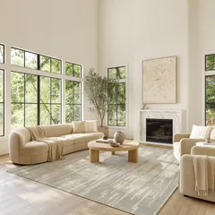 Soft Structure Abstract Sage Machine Woven Rug