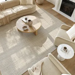 Soft Structure Abstract Beige Machine Woven Rug