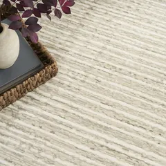 Soft Structure Abstract Beige Machine Woven Rug