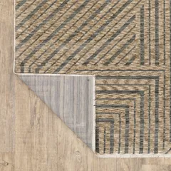 Echo Stripe Beige/ Grey Geometric Cut Pile Rug