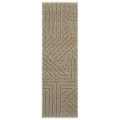Echo Stripe Beige/ Grey Geometric Cut Pile Rug