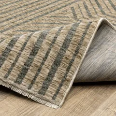 Echo Stripe Beige/ Grey Geometric Cut Pile Rug