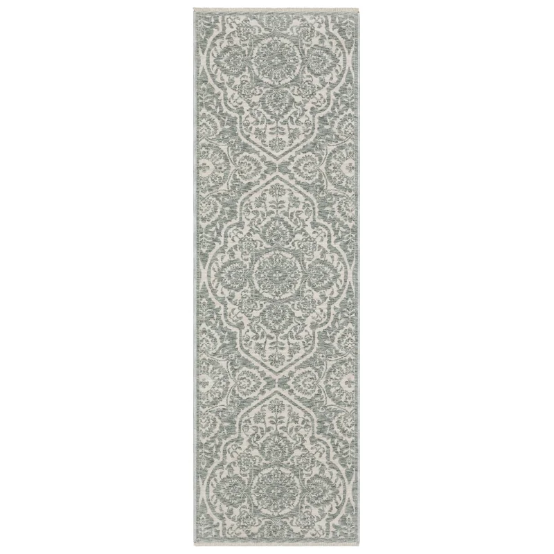 Echo Ech02 Green/ Ivory Medallion Floral Rug