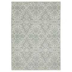 Echo Medallion Green/ Ivory Floral Cut Pile Rug