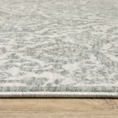 Echo Medallion Green/ Ivory Floral Cut Pile Rug