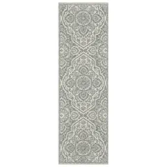 Echo Medallion Green/ Ivory Floral Cut Pile Rug