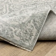 Echo Medallion Green/ Ivory Floral Cut Pile Rug