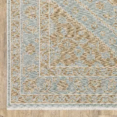 Echo Medallion Beige/ Blue Cut Pile Rug