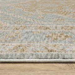 Echo Medallion Beige/ Blue Cut Pile Rug