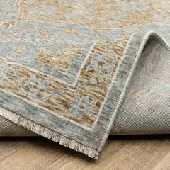 Echo Medallion Beige/ Blue Cut Pile Rug