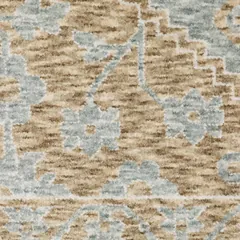 Echo Medallion Beige/ Blue Cut Pile Rug