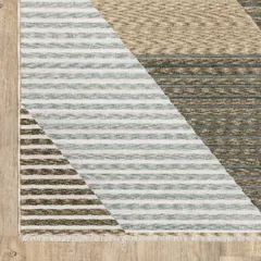 Echo Stripe Beige/ Grey Geometric Cut Pile Rug