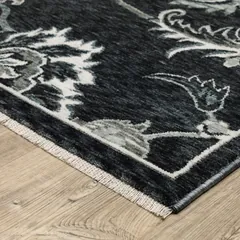 Echo Floral Blue/ Ivory Cut Pile Rug