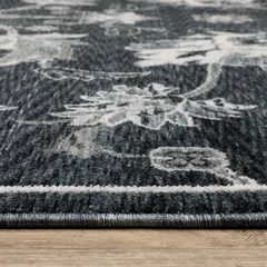 Echo Floral Blue/ Ivory Cut Pile Rug