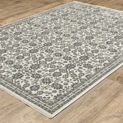 Echo Floral Ivory/ Blue Cut Pile Rug