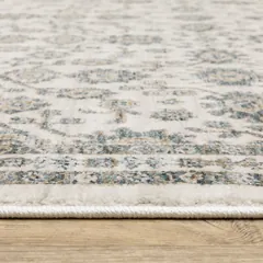 Echo Floral Ivory/ Blue Cut Pile Rug