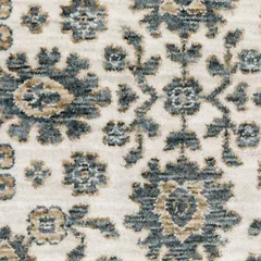 Echo Floral Ivory/ Blue Cut Pile Rug