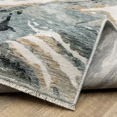 Echo Abstract Blue/ Ivory Cut Pile Rug