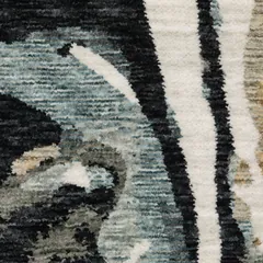 Echo Abstract Blue/ Ivory Cut Pile Rug