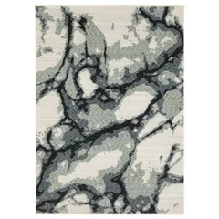 Echo Abstract Blue/ Ivory Cut Pile Rug