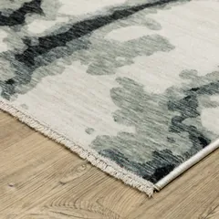 Echo Abstract Blue/ Ivory Cut Pile Rug