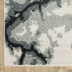 Echo Abstract Blue/ Ivory Cut Pile Rug