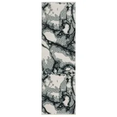 Echo Abstract Blue/ Ivory Cut Pile Rug