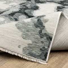 Echo Abstract Blue/ Ivory Cut Pile Rug