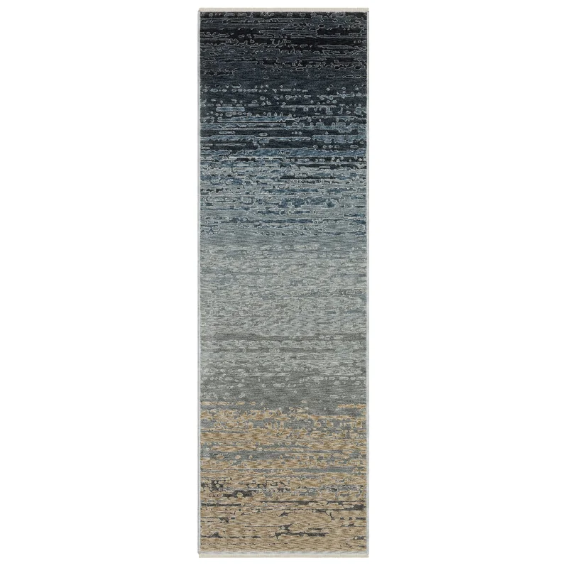 Echo Ech09 Blue/ Beige Ombre Stripe Rug