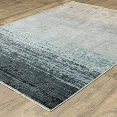 Echo Ombre Blue/ Beige Stripe Cut Pile Rug